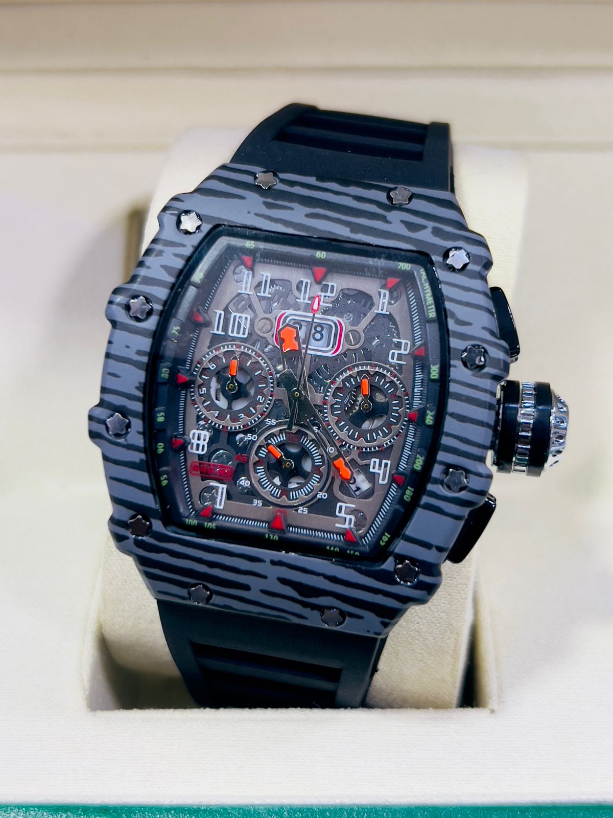 "Luxury Skeleton Chronograph Tonneau Watch – Richard Mille Styl