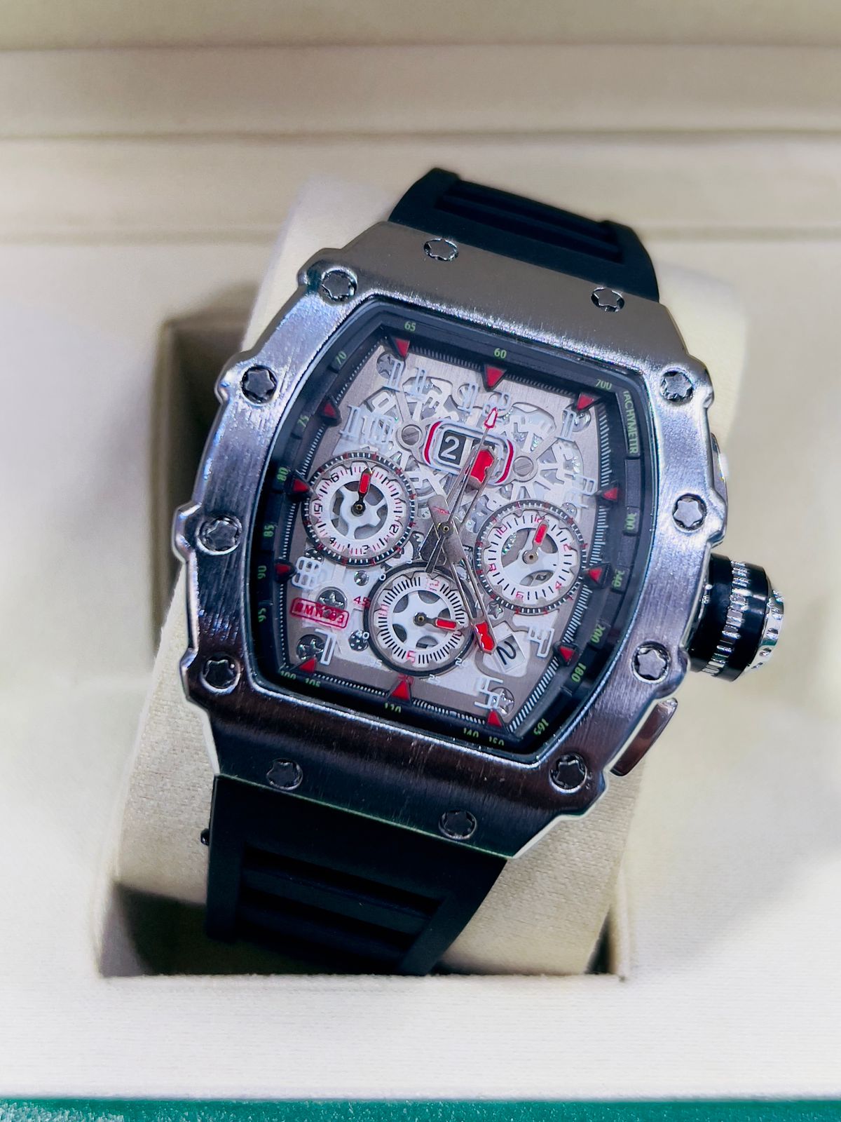 "Luxury Skeleton Chronograph Tonneau Watch – Richard Mille Styl