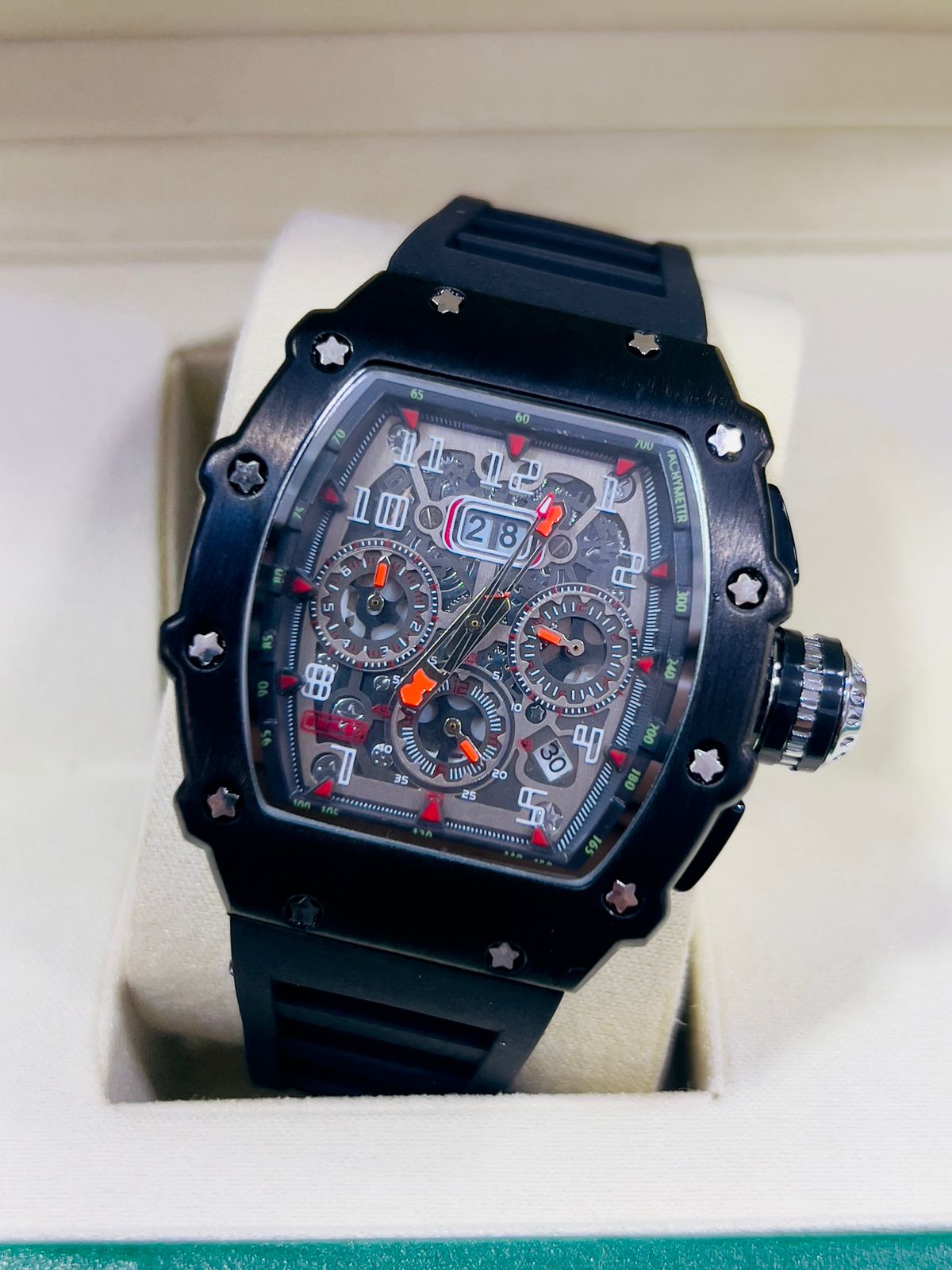 "Luxury Skeleton Chronograph Tonneau Watch – Richard Mille Styl