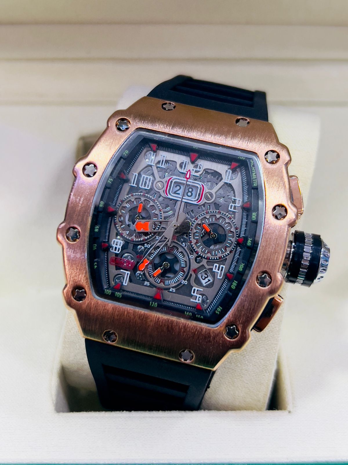 "Luxury Skeleton Chronograph Tonneau Watch – Richard Mille Styl