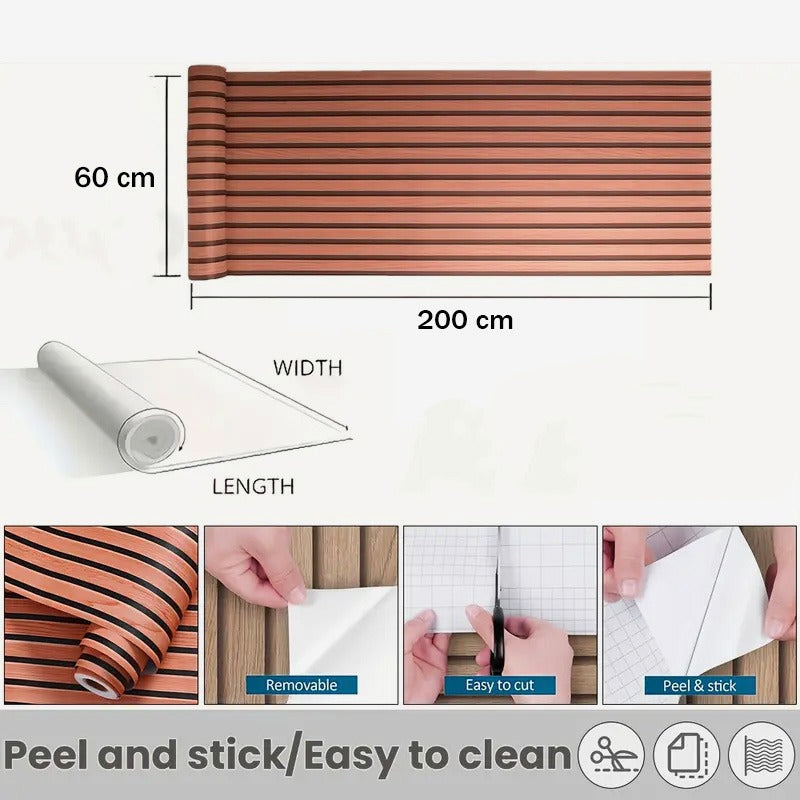 Traders  Wood Texture Wall Sheet (Brown+Black)